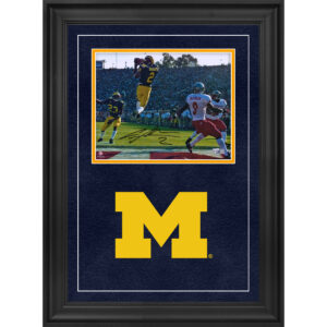 Charles Woodson Michigan Wolverines Autographed Deluxe Framed 8" x 10" Leaping Interception Photograph