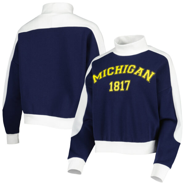 Women's Gameday Couture Navy Michigan Wolverines Make it a Mock Sporty Pullover Sweatshirt