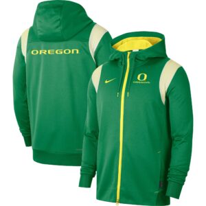 Men's Nike Green Oregon Ducks 2022 Sideline Lockup Performance Full-Zip Hoodie Jacket