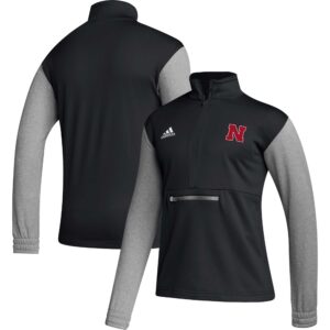 Men's adidas Black Nebraska Huskers Sideline AEROREADY Half-Zip Top